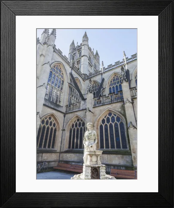 Framed Print : England, Somerset, Bath, Water Fountain and Cathedral Framed Print : England, Somerset, Bath, Water Fountain and Cathedral