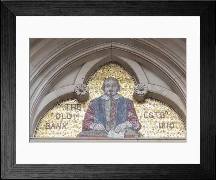 Framed Print : England, Warwickshire, Stratford-upon-avon, Mosaic depicting Shakespeare on Facade Framed Print : England, Warwickshire, Stratford-upon-avon, Mosaic depicting Shakespeare on Facade