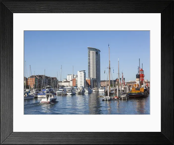 Framed Print : Wales, Glamorgan, Swansea, Swansea Docks, Regenerated Residential Area