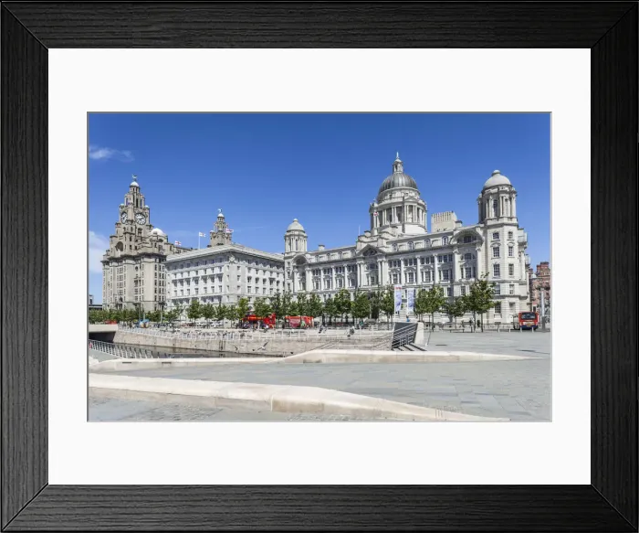 Framed Print : England, Merseyside, Liverpool, Pier Head, The Three Graces Buildings, Royal Liver Framed Print : England, Merseyside, Liverpool, Pier Head, The Three Graces Buildings, Royal Liver