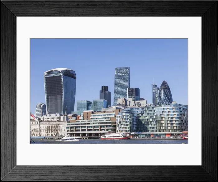 Framed Print : England, London, The City, River Thames and City Skyline Framed Print : England, London, The City, River Thames and City Skyline