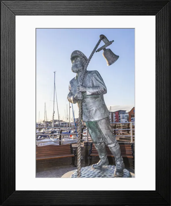 Framed Print : Wales, Glamorgan, Swansea, Swansea Docks, Statue of Captain Cat from the Dylan Thomas Framed Print : Wales, Glamorgan, Swansea, Swansea Docks, Statue of Captain Cat from the Dylan Thomas