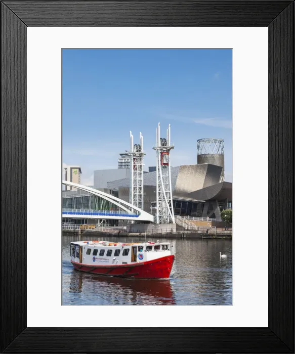 Framed Print : England, Manchester, Salford, The Quays, The Lowry and Millenium Lift Bridge Framed Print : England, Manchester, Salford, The Quays, The Lowry and Millenium Lift Bridge