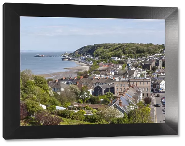 Wales, Glamorgan, Gower Peninsula, Mumbles, View of Mumbles from Oystermouth Castle
