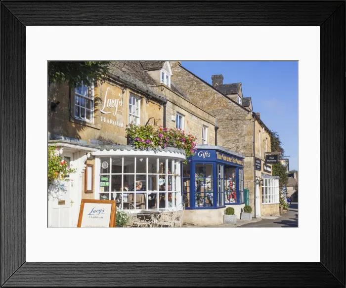 Framed Print : England, Gloucestershire, Cotswolds, Stow-on-the-Wold, Teashop and Gift Shop