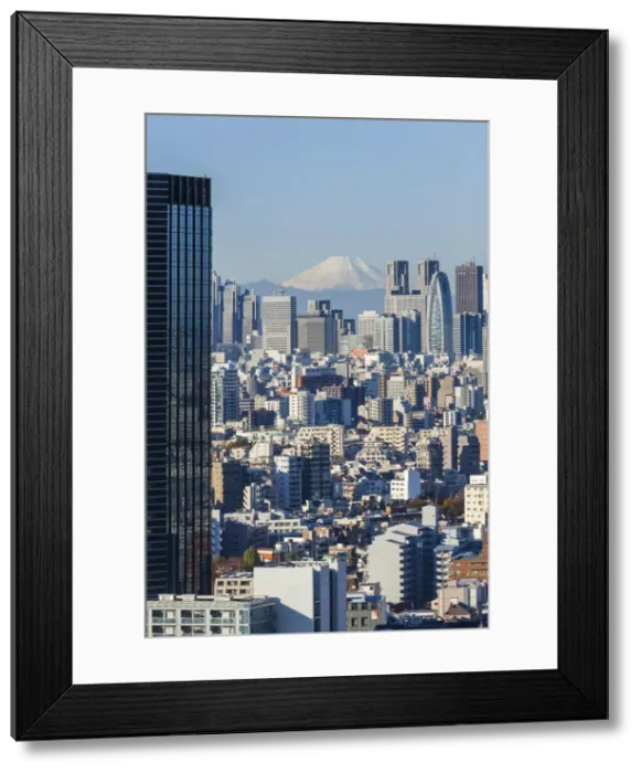 Framed Print : Japan, Honshu, Tokyo, City Skyline and Mt. Fuji
