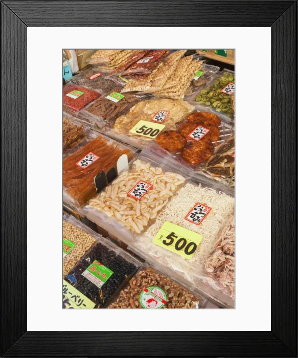 Framed Print : Japan, Honshu, Tokyo, Ueno, Ameyoko-cho Market, Display of Dried Goods