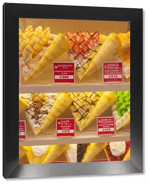 Japan, Honshu, Tokyo, Crepe Shop, Window Display of Plastic Food