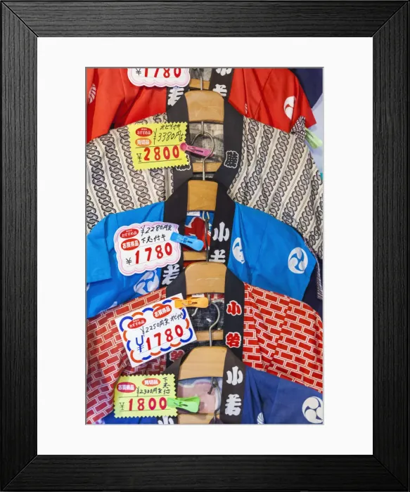 Framed Print : Japan, Honshu, Tokyo, Asakusa, Shop Display of Tradtional Happi Jackets Framed Print : Japan, Honshu, Tokyo, Asakusa, Shop Display of Tradtional Happi Jackets