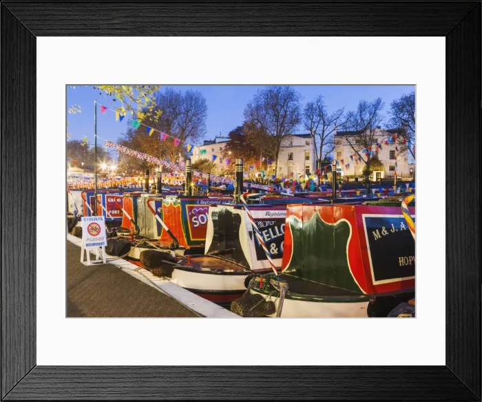 Framed Print : England, London, Little Venice, Canal Boats at Annual Canalway Cavalcade Framed Print : England, London, Little Venice, Canal Boats at Annual Canalway Cavalcade