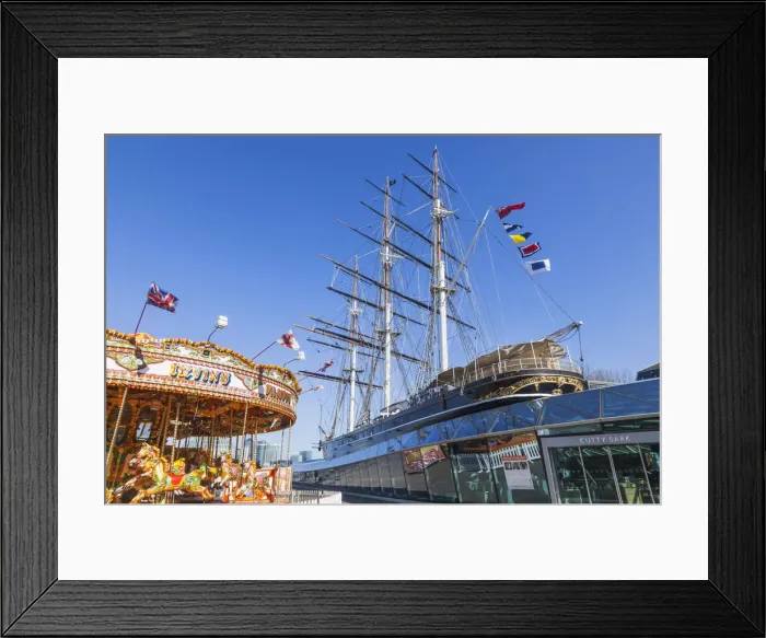 Framed Print : England, London, Greenwich, The Cutty Sark and Carousel Framed Print : England, London, Greenwich, The Cutty Sark and Carousel