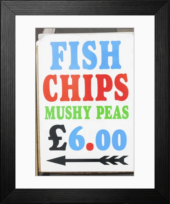 Framed Print : England, East Sussex, Brighton, Fish and Chip Sign Framed Print : England, East Sussex, Brighton, Fish and Chip Sign