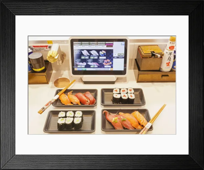 Framed Print : Japan, Honshu, Tokyo, Sushi Restaurant, Touch Screen Conveyor Belt Ordering System Framed Print : Japan, Honshu, Tokyo, Sushi Restaurant, Touch Screen Conveyor Belt Ordering System