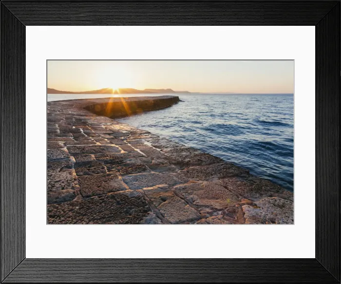 Framed Print : England, Dorset, Lyme Regis, The Cobb and Harbour at Dawn