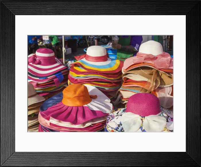 Framed Print : Thailand, Bangkok, Chatuchak Market, Colourful Ladies Hats