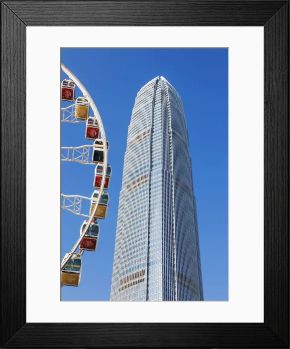 Framed Print : China, Hong Kong, Central, Hong Kong Observation Wheel and The International Finance Framed Print : China, Hong Kong, Central, Hong Kong Observation Wheel and The International Finance