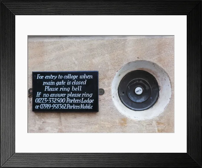 Framed Print : England, Cambridgeshire, Cambridge, Old Fashioned College Doorbell Framed Print : England, Cambridgeshire, Cambridge, Old Fashioned College Doorbell