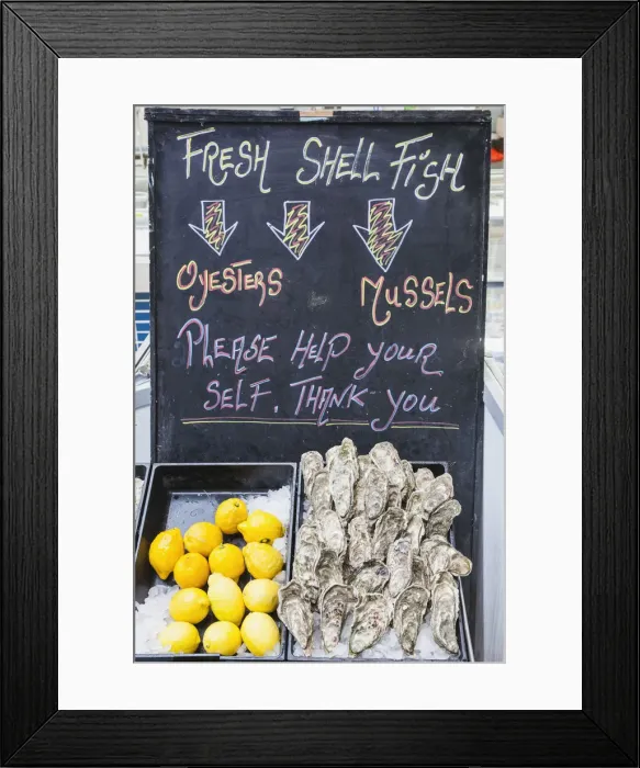 Framed Print : United Kingdon, Channel Islands, Jersey, St. Helier, Fish Market, Seafood Display Framed Print : United Kingdon, Channel Islands, Jersey, St. Helier, Fish Market, Seafood Display