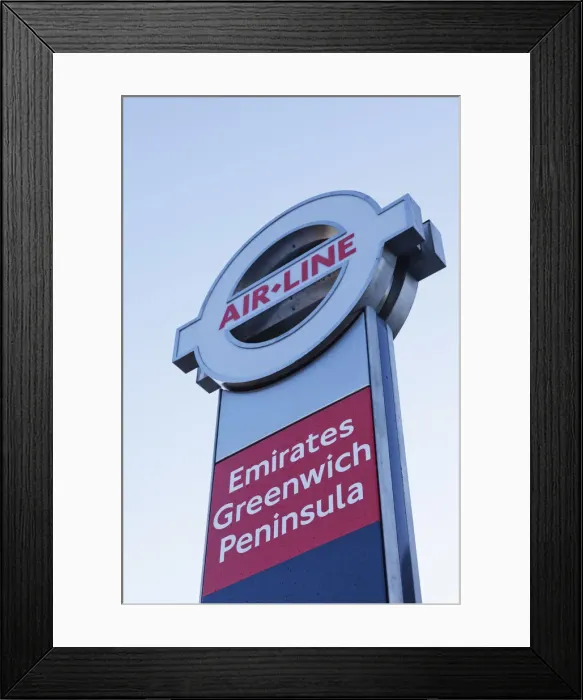 Framed Print : England, London, Emirates Greenwich Peninsula Thames Cable Car Station Sign Framed Print : England, London, Emirates Greenwich Peninsula Thames Cable Car Station Sign