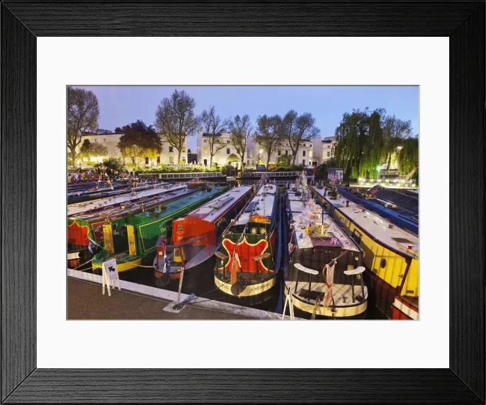 Framed Print : England, London, Little Venice, Canal Boats Framed Print : England, London, Little Venice, Canal Boats