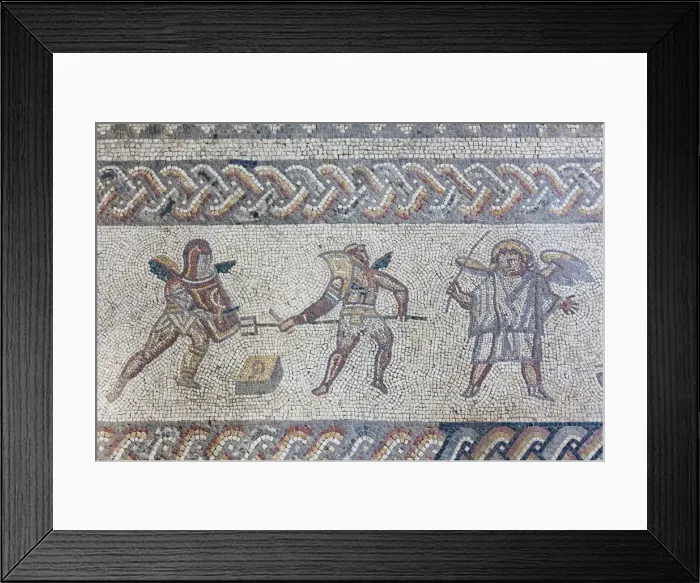 Framed Print : England, West Sussex, Bignor, Bignor Roman Villa, The Venus Room, Mosaic depicting Framed Print : England, West Sussex, Bignor, Bignor Roman Villa, The Venus Room, Mosaic depicting