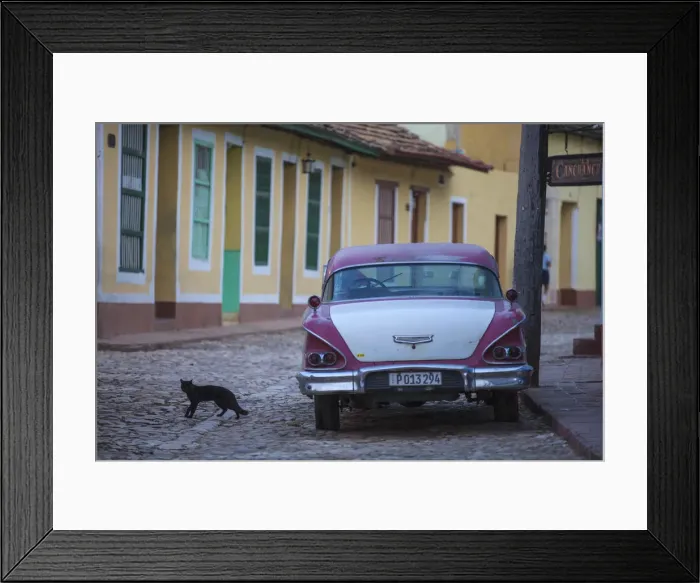 Framed Print : Cuba, Trinidad, Classic American car in historical center Framed Print : Cuba, Trinidad, Classic American car in historical center