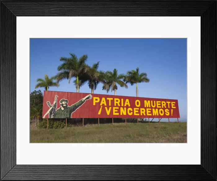 Framed Print : Cuba, Pinar del Rio Province, Pinar del Rio, roadside patriotic mural with Fidel Castro Framed Print : Cuba, Pinar del Rio Province, Pinar del Rio, roadside patriotic mural with Fidel Castro
