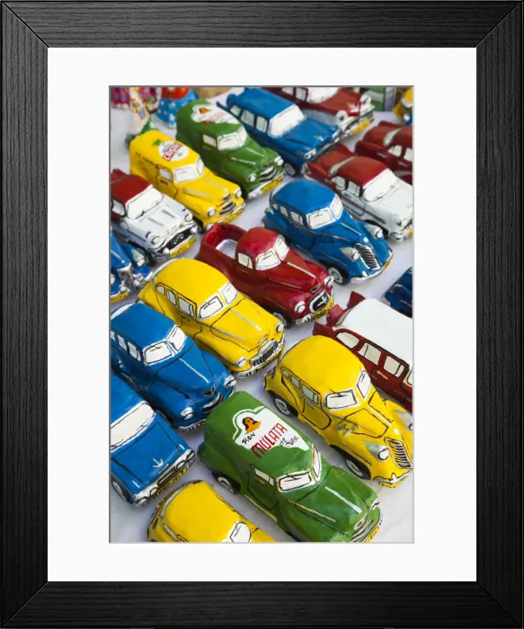 Framed Print : Cuba, Sancti Spiritus Province, Trinidad, Cuban Souvenirs, paper-mache cars
