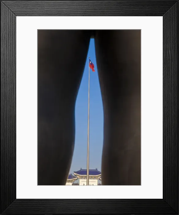 Framed Print : Taiwan, Taipei, Looking through legs of Li Chen Sculpture at Greatness of Sprit Premier Framed Print : Taiwan, Taipei, Looking through legs of Li Chen Sculpture at Greatness of Sprit Premier