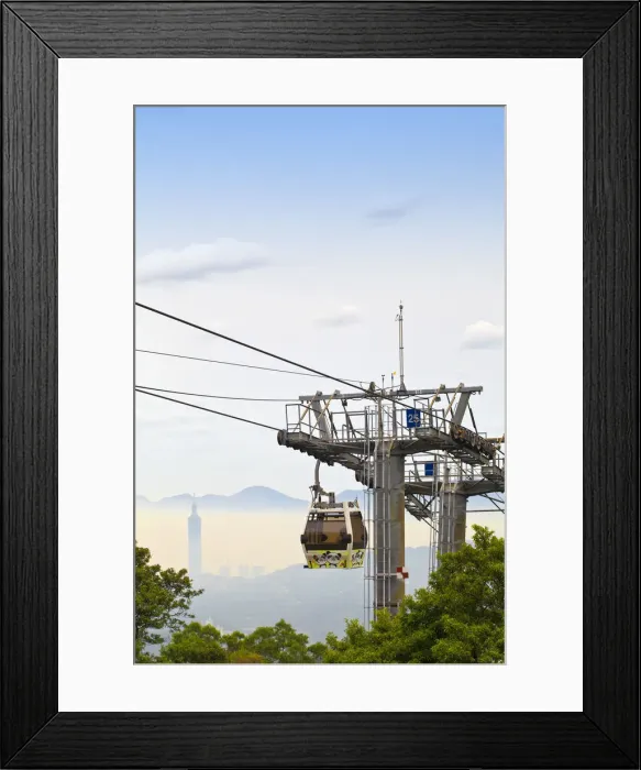 Framed Print : Taiwan, Taipei, Cable car on The hills of Maokong with Taipei 101 in background Framed Print : Taiwan, Taipei, Cable car on The hills of Maokong with Taipei 101 in background