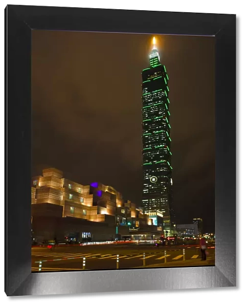 Taiwan, Taipei, Taipei World Trade Center and Taipei 101 at night