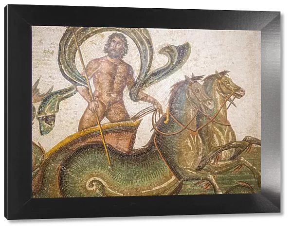 Tunisia, Sousse, Archaeological museum, Mosaic depicting neptune, God of Sea stands