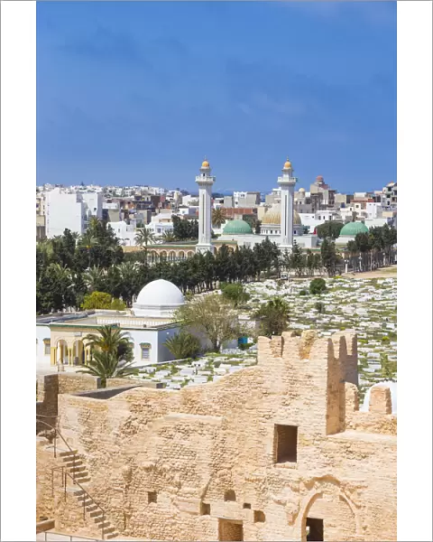 Tunisia, Monastir, View from fort towards Bourguiba mausoleum