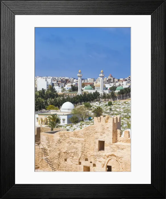 Framed Print : Tunisia, Monastir, View from fort towards Bourguiba mausoleum Framed Print : Tunisia, Monastir, View from fort towards Bourguiba mausoleum