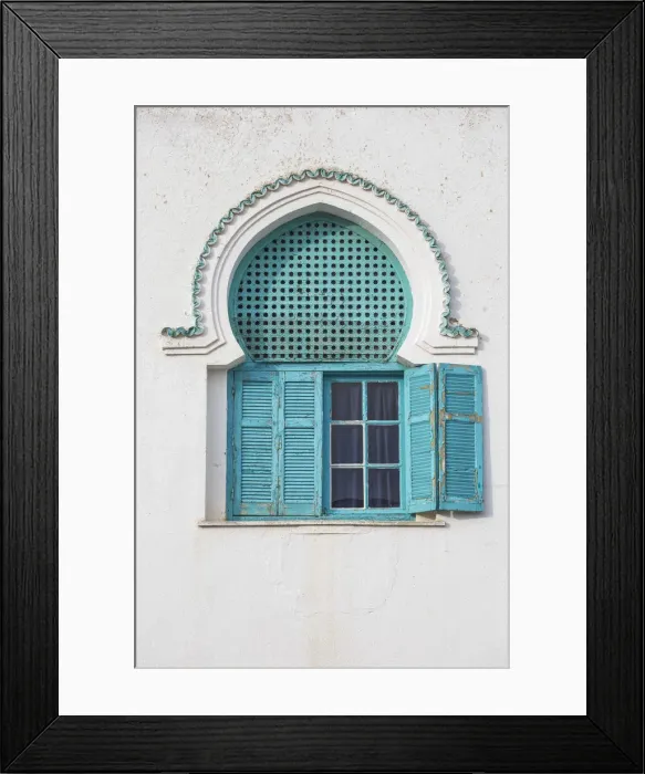 Framed Print : Tunisia, Picturesque whitewashed village of Sidi Bou Said