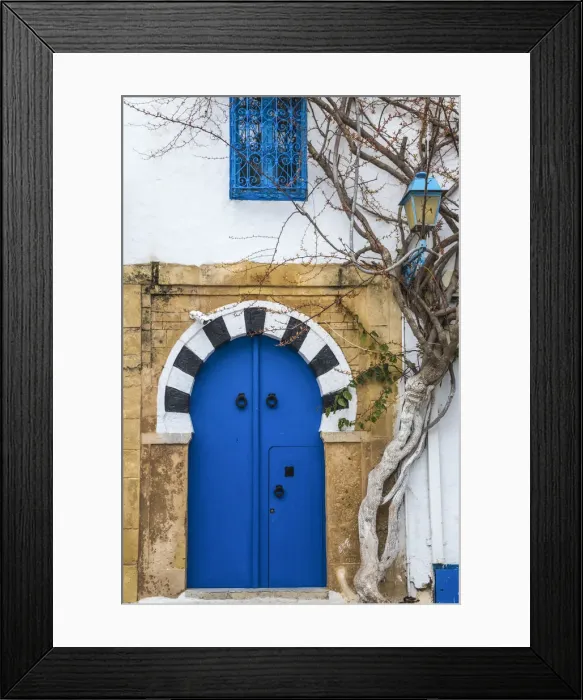 Framed Print : Tunisia, Main street in the Picturesque whitewashed village of Sidi Bou Said Framed Print : Tunisia, Main street in the Picturesque whitewashed village of Sidi Bou Said