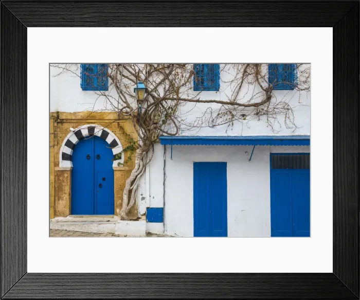 Framed Print : Tunisia, Main street in the Picturesque whitewashed village of Sidi Bou Said Framed Print : Tunisia, Main street in the Picturesque whitewashed village of Sidi Bou Said