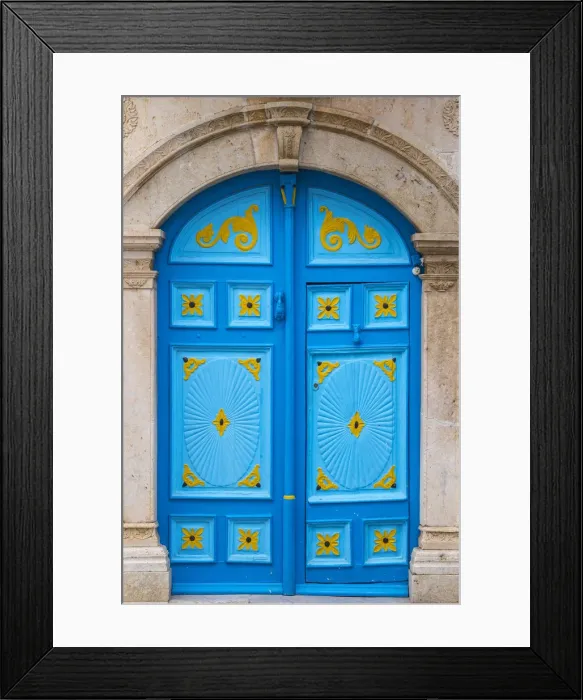 Framed Print : Tunisia, Picturesque whitewashed village of Sidi Bou Said