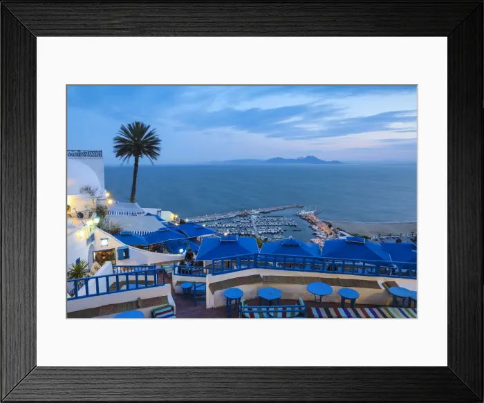Framed Print : Tunisia, Sidi Bou Said, Cafe des Delices, also called Cafe Sidi Chabaane Framed Print : Tunisia, Sidi Bou Said, Cafe des Delices, also called Cafe Sidi Chabaane