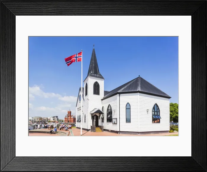 Framed Print : Wales, Cardiff, Cardiff Bay, Norwegian Church Arts Centre Framed Print : Wales, Cardiff, Cardiff Bay, Norwegian Church Arts Centre