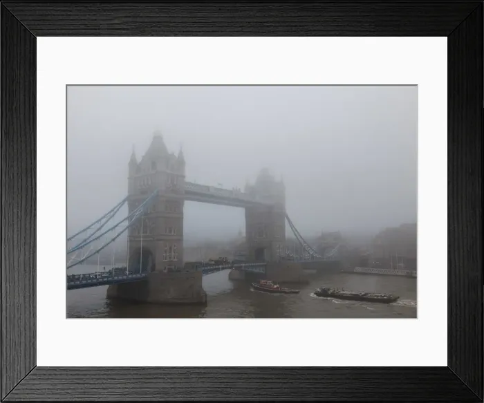 Framed Print : England, London, Tower Bridge in Fog Framed Print : England, London, Tower Bridge in Fog
