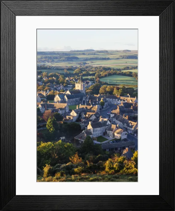 Framed Print : England, Dorset, Corfe Castle, Corfe Castle Village Framed Print : England, Dorset, Corfe Castle, Corfe Castle Village