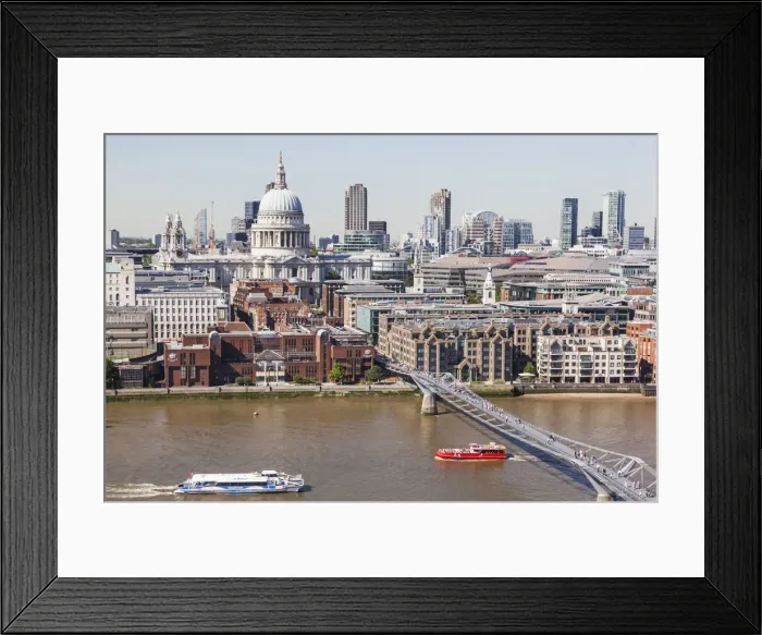 Framed Print : England, London, Aerial View of St Pauls Cathedral and River Thames Framed Print : England, London, Aerial View of St Pauls Cathedral and River Thames