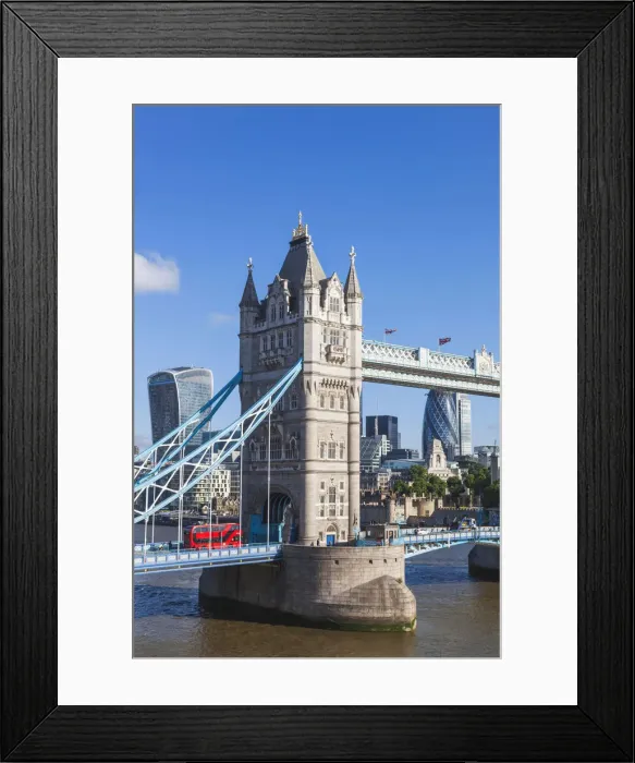 Framed Print : England, London, Tower Bridge and City Skyline Framed Print : England, London, Tower Bridge and City Skyline