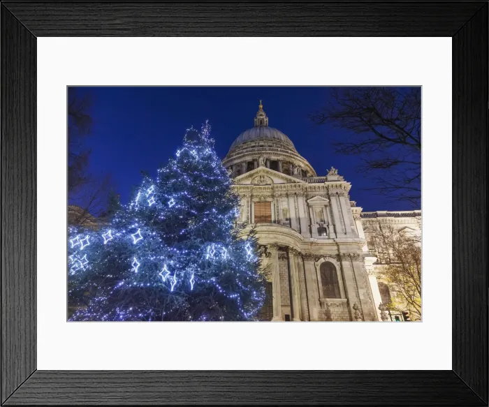Framed Print : England, London, The City, St. Pauls Cathedral and Christmas Tree