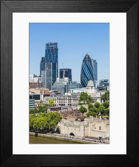 Framed Print : England, London, City Skyline and Thames River from Tower Bridge
