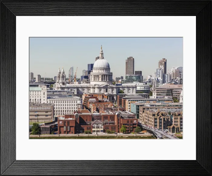 Framed Print : England, London, Aerial View of St Pauls Cathedral and River Thames Framed Print : England, London, Aerial View of St Pauls Cathedral and River Thames