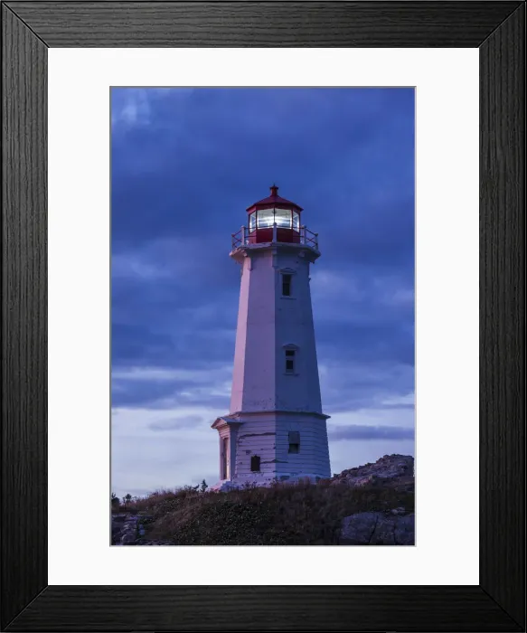 Framed Print : Canada, Nova Scotia, Louisbourg, Louisbourg LIghthouse, dusk Framed Print : Canada, Nova Scotia, Louisbourg, Louisbourg LIghthouse, dusk