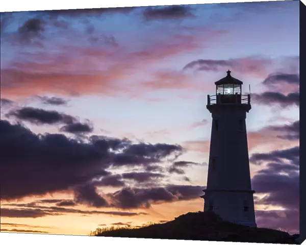 Canada, Nova Scotia, Louisbourg, Louisbourg LIghthouse, dusk