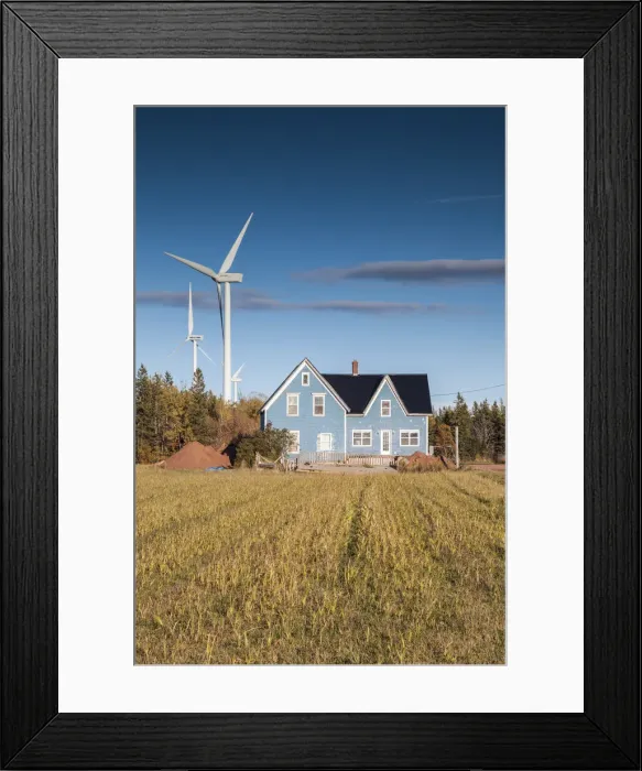 Framed Print : Canada, Prince Edward Island, West Cape, farmhouse and wind turbines Framed Print : Canada, Prince Edward Island, West Cape, farmhouse and wind turbines